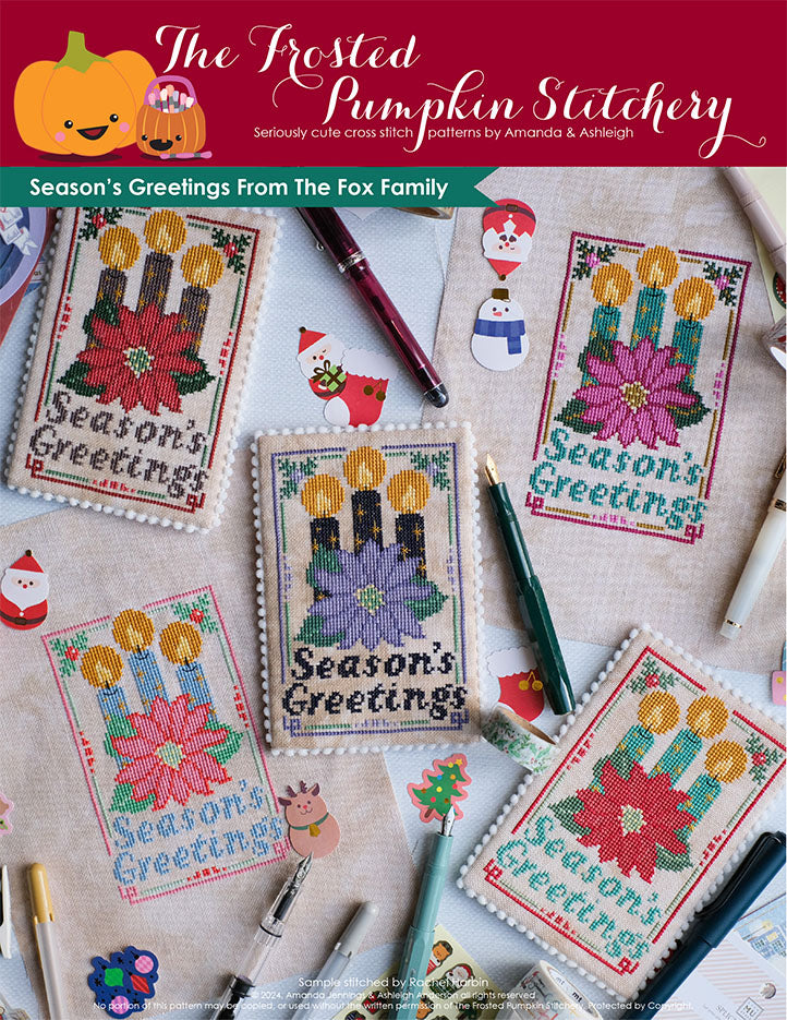 Season's Greetings From The Fox Family PDF Cross Stitch Pattern