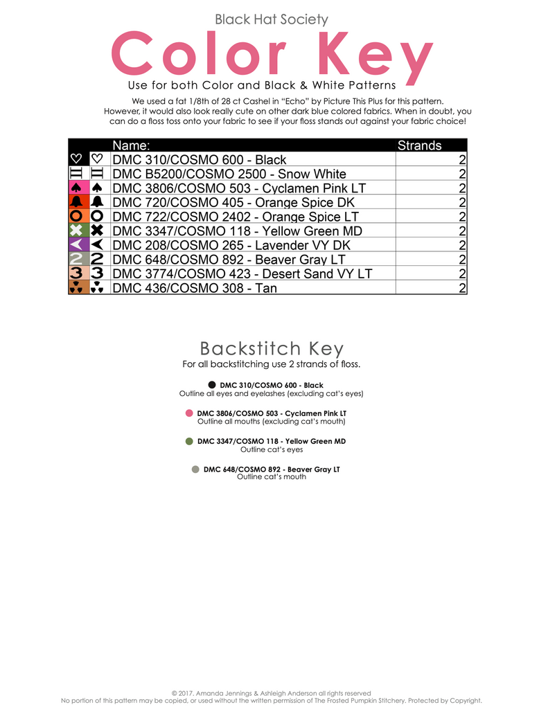 Black Hat Society Color Key Printed Pattern