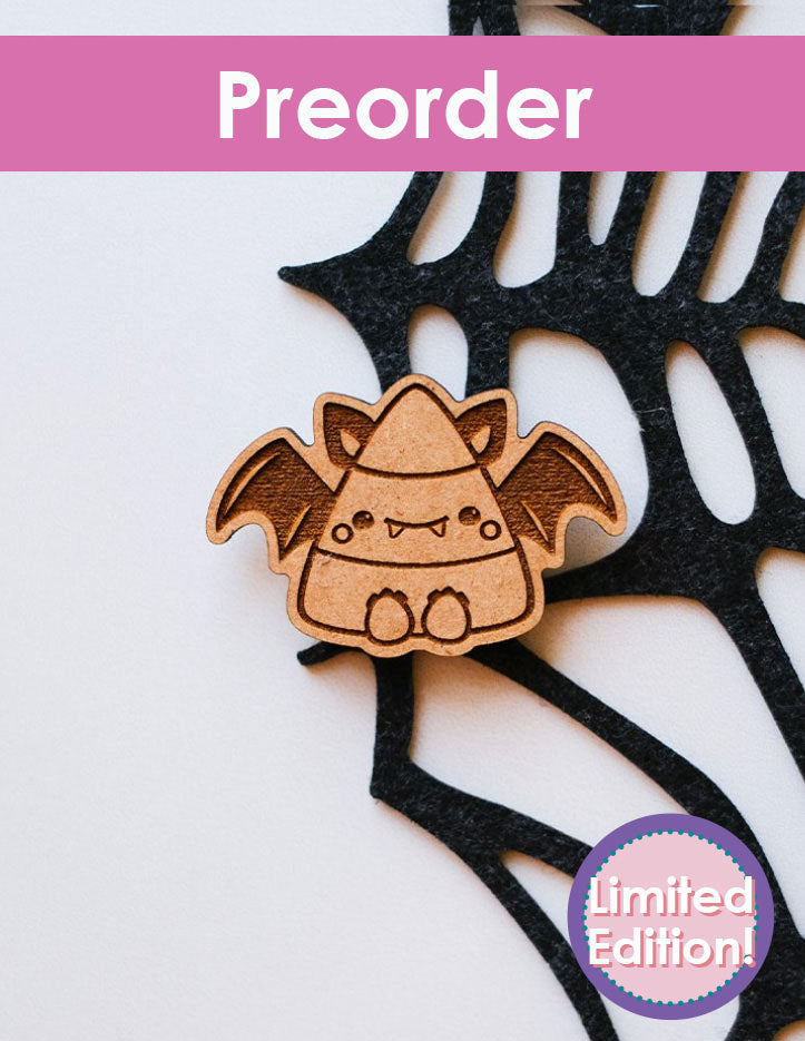 Wooden bat on a spider web with 'Preorder' and 'Limited Edition!' text.