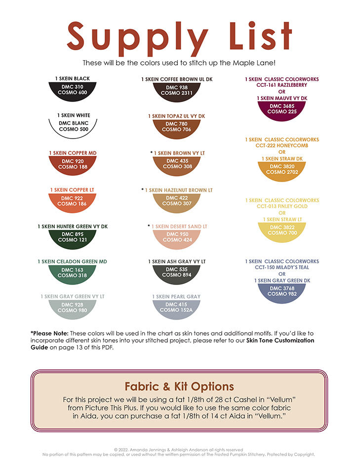 Maple Lane Supply List