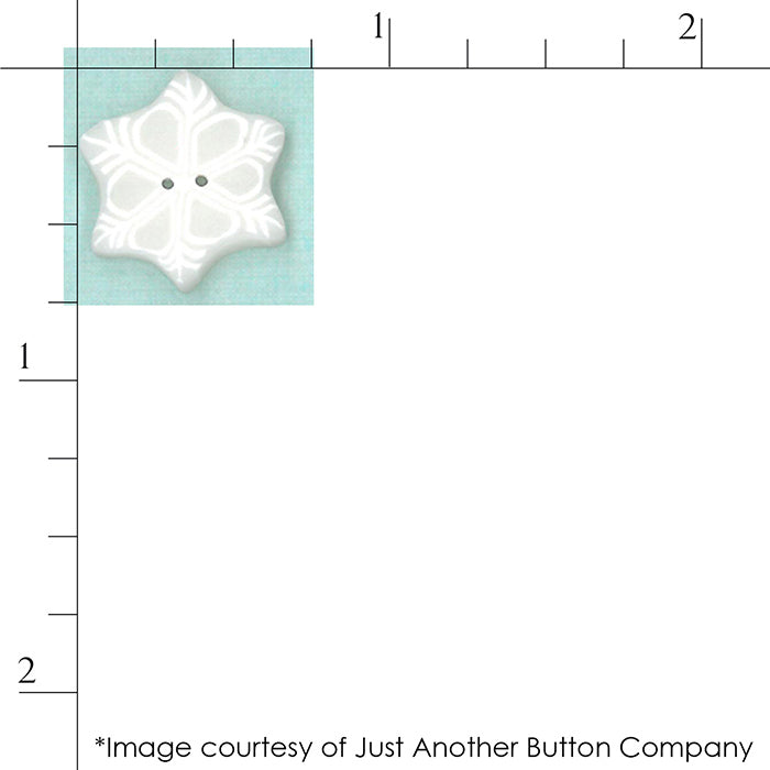 Large Snowflake from Just Another Button Company scale against a ruler.