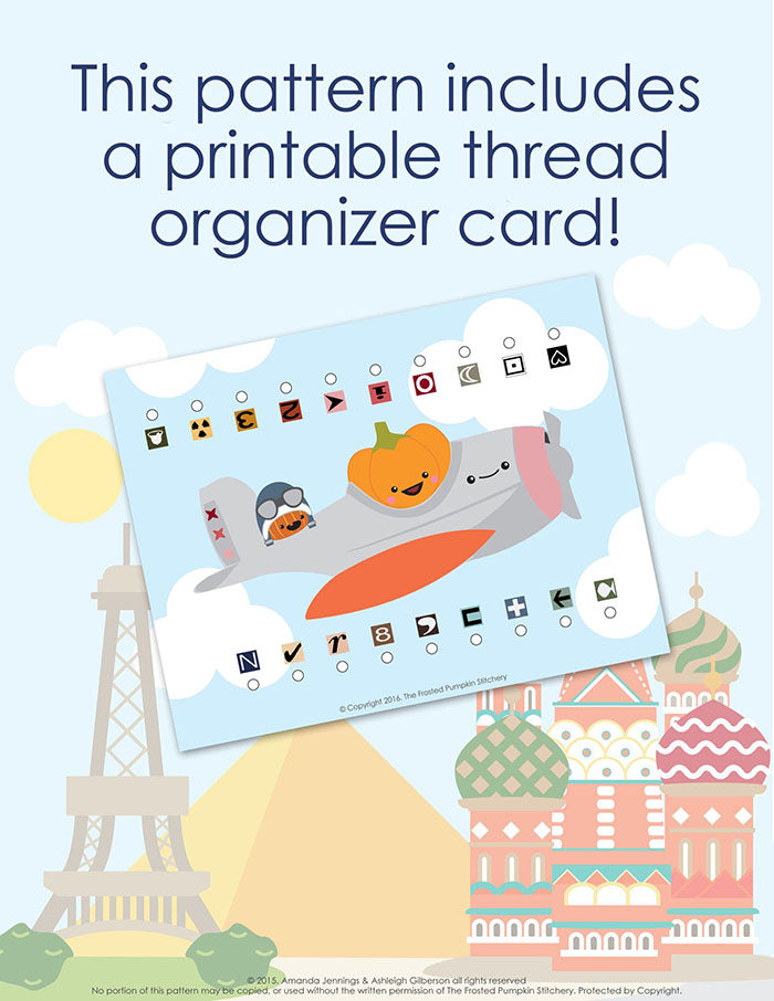 Printable thread organizer for Pumpkin Passport counted cross stitch pattern